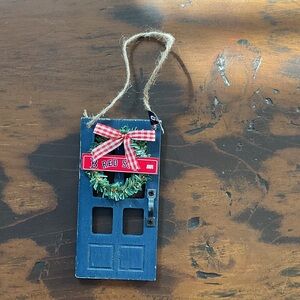 Blue Holiday Door Boston Red Sox Ornament with Wreath